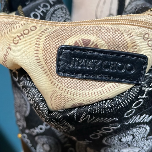 Fake designer black & gray logo w/gold metal accent studs, shoulder purse - Picture 9 of 15